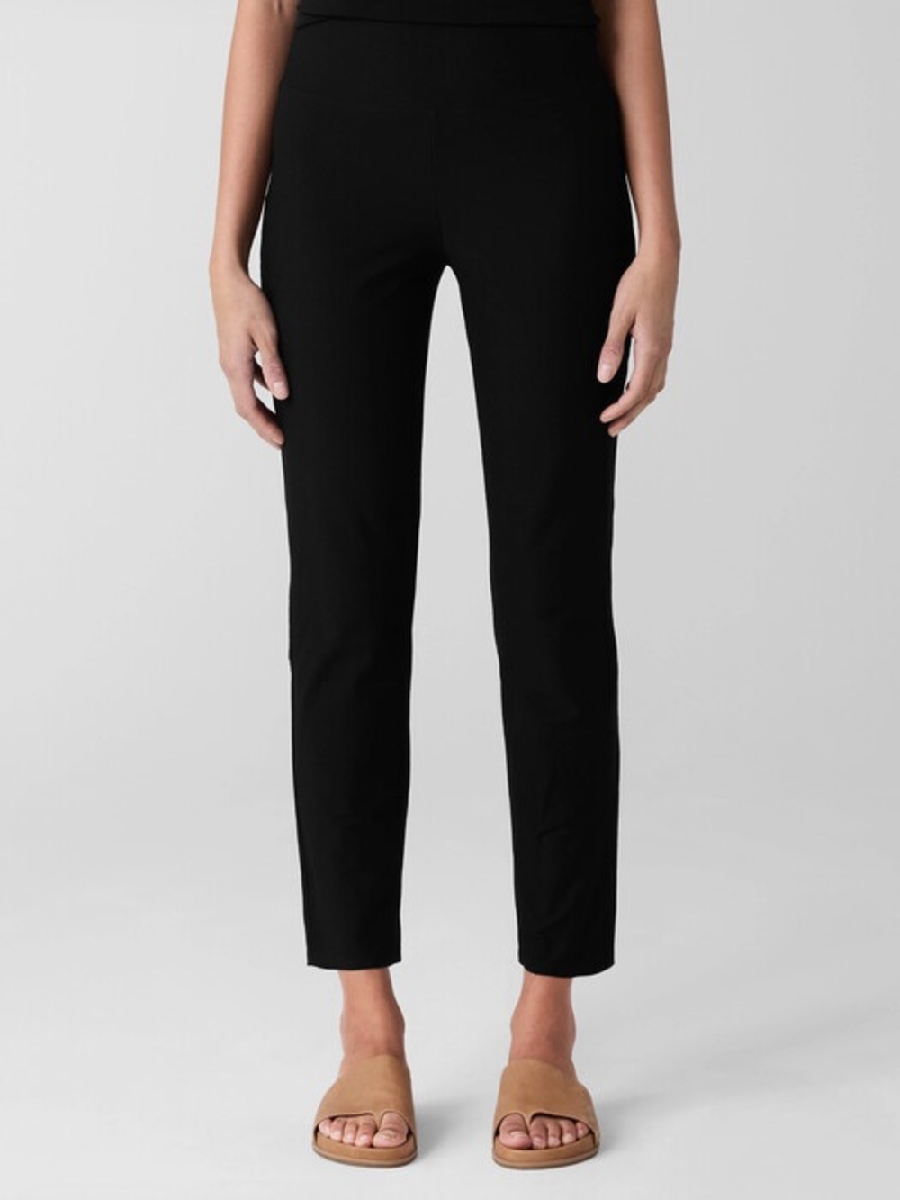 Eileen Fisher | Black Cropped Slim Ponte Pull-on Ankle Pants